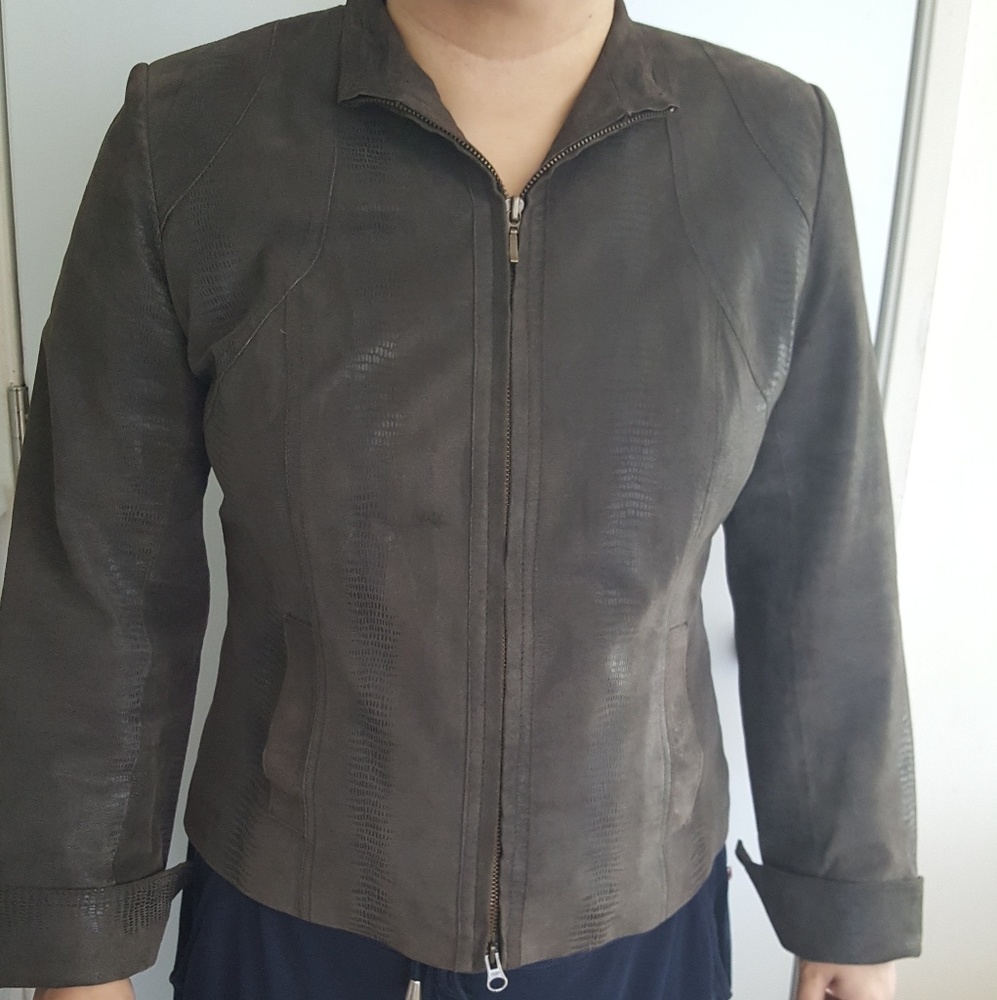 Alfani Women Leather Reptile Print Jacket
